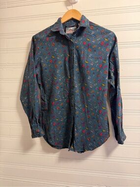 Vintage EMC Eastern Mountain Sports Camping Print Button Shirt Women’s Small